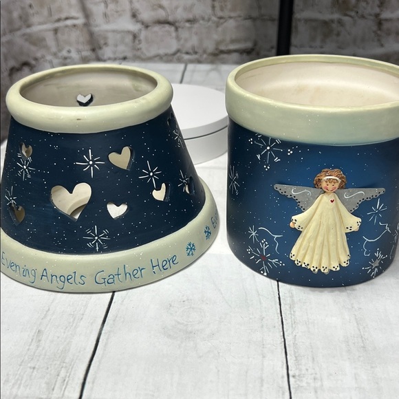 ✨ Evening Angels Gather Here Candle Holder – Angel & Hearts Cutout Luminary - Picture 5 of 12